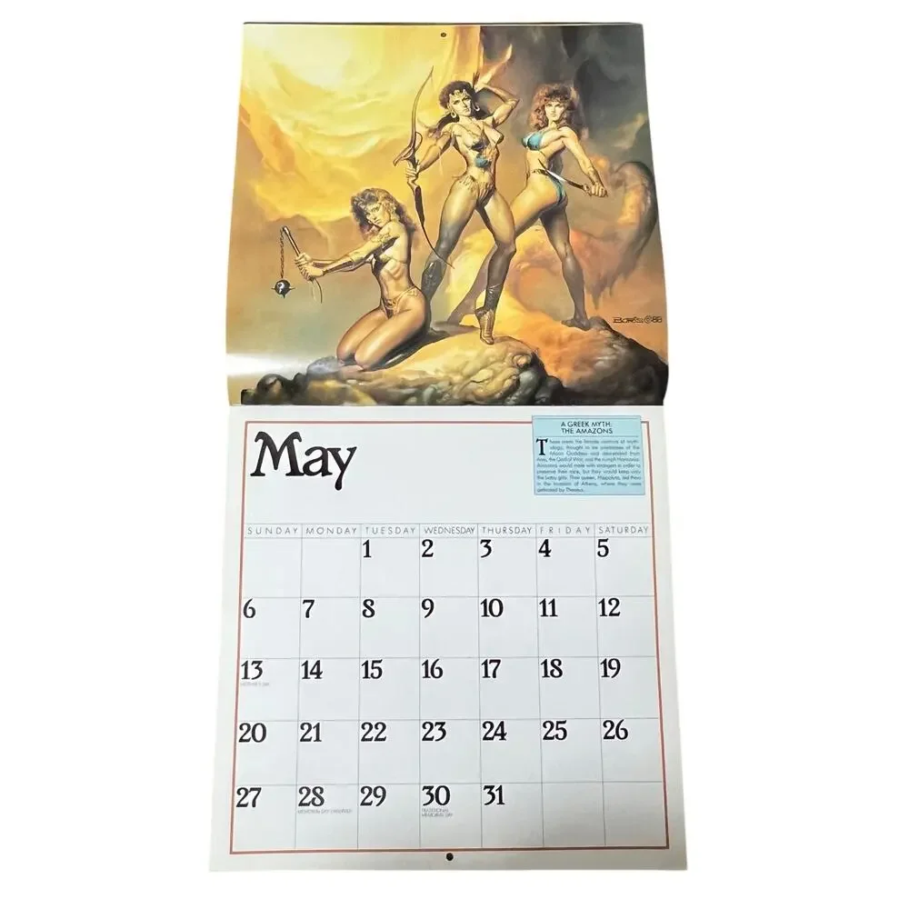 Vintage 1990 Boris Vallejo Mythology Calendar Unused same dates again in 2029